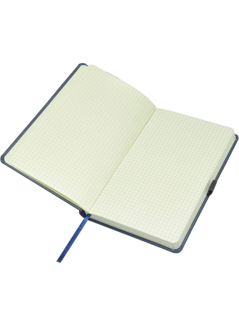 FIS Executive Ostrich Italian PU Cover Notebook, Ivory Paper, 5 mm Square With Elastic Band, Blue Color, 120 Sheets, Pen Holder and Gift Box, 13 x 21 cm Size - FSNBEX5MM1321BL - Image 2